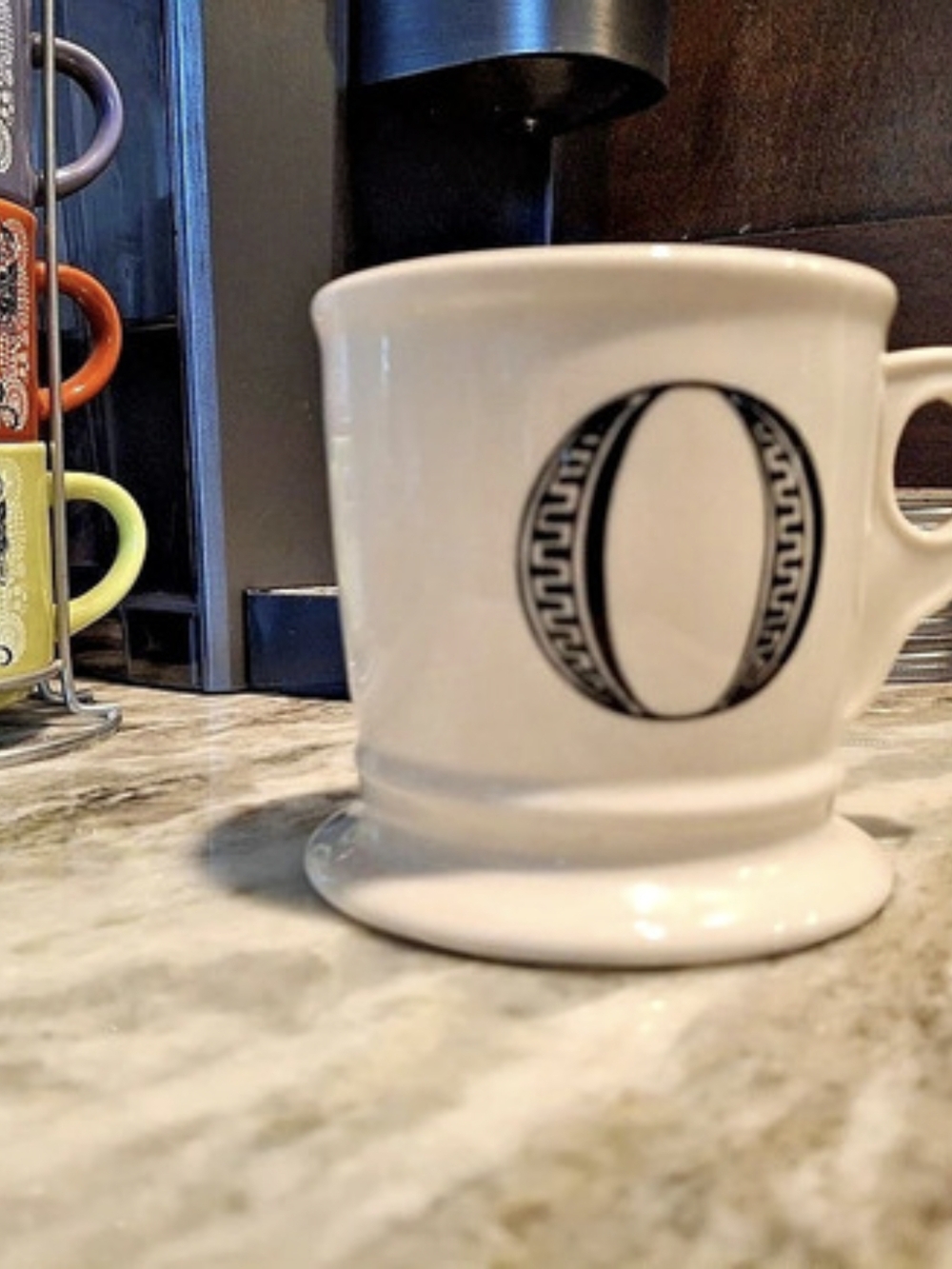 Anthropologie Monogram Mug Letter "O" Coffee Cup White Blk Initial